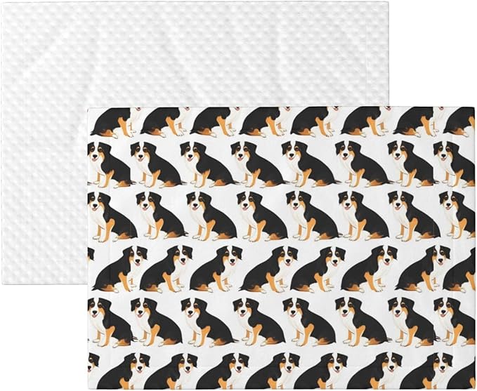 Reversible Pet Blanket for Sofa Protection Pet Comfort, Australian Shepherds Dogs, Double Sided Design with Cozy Nubby Nap Side and Durable Smooth Play Side