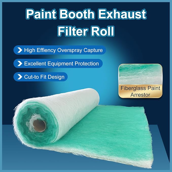 Paint Booth Exhaust Filter Roll 39.4’’ x 65.6ft, 2.4inch Thick Spray Booth