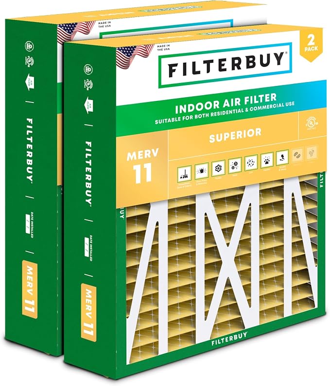 Filterbuy 20x23x5 Air Filter MERV 11 Superior Pet & Allergy Defense, Pleated