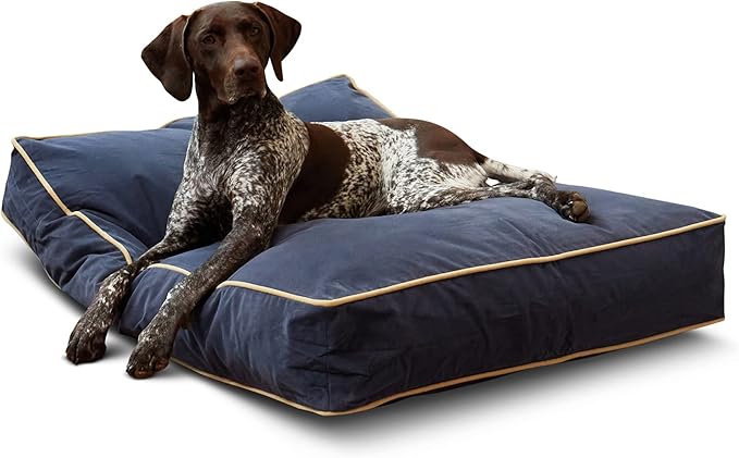 South Pine Porch Buddy Reversible Rectangle Pillow Style Microfiber Dog Bed with Removable, Machine-Washable Cover, Denim, Medium (42 in. x 30 in.)