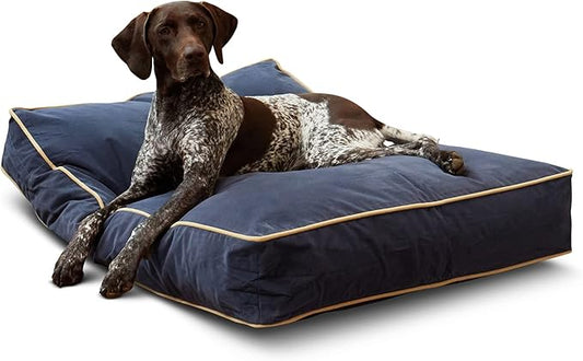 South Pine Porch Buddy Reversible Rectangle Pillow Style Microfiber Dog Bed with Removable, Machine-Washable Cover, Denim, Medium (42 in. x 30 in.)