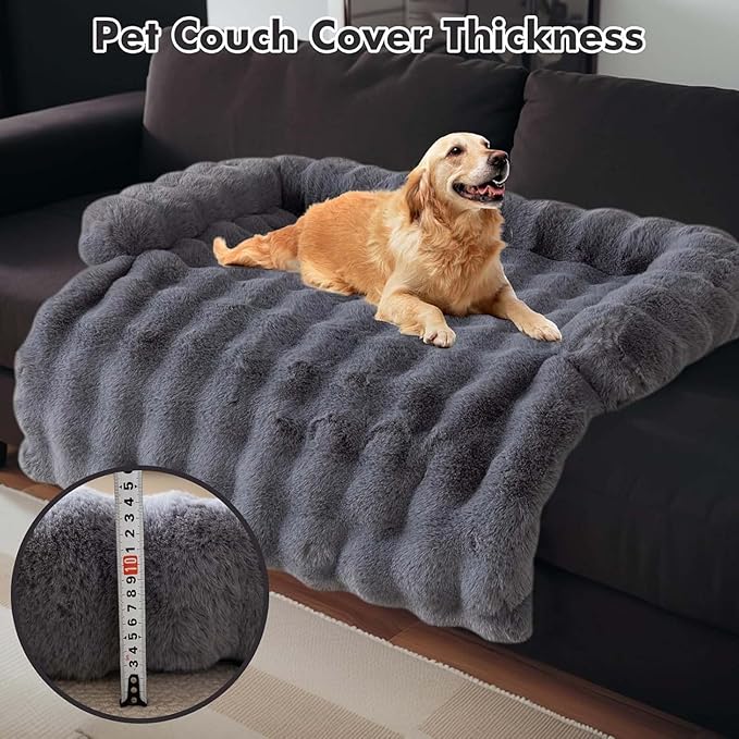 Pet Couch Covers for Sofa, Cat Dog Couch Cover Protector, Dog Bed Mat for Sofa Couch Furniture Protector Cream Square Plaid Cozy Dog Couch Cover