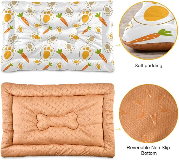 Rabbit Paw Carrot Pet Bed Cute Dog Bed Mat Absorbing Non Slip Pad Pet Sleeping Mat for Small, Medium, and Large Dogs Puppy Cat 24 in x 18 in