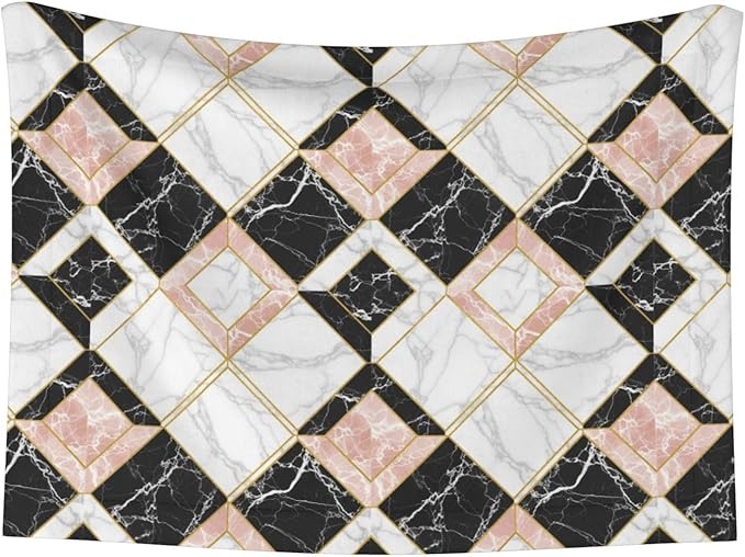Double Sided Pet Mat for Dog Bed Topper Cat Blanket Furniture Protector, Pink Marble Cubes, Reversible Plush with Tactile Dot Pattern for Style Change