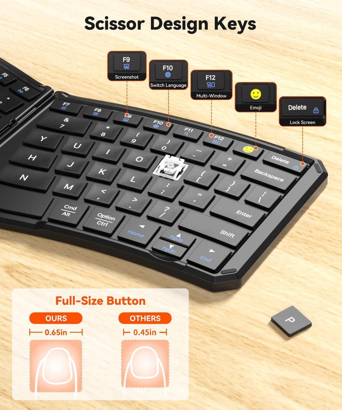 Ergonomic Foldable Keyboard, 3-Device Dual Mode 2.4G & Bluetooth