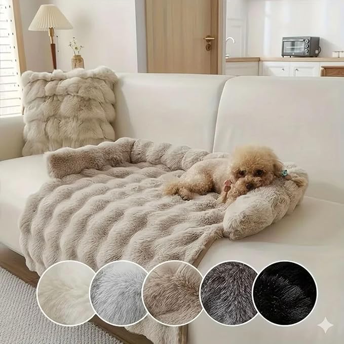 Cloud Pet Sofa Bed, Ultimate Comfort Warm Couch Cover with Fluffy Plush, Anti-Slip Machine Washable Pet Bed Easy to Maintain for Furniture Protector (Beige(29.5 * 29.5in))