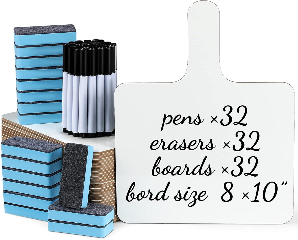 Jutom 64 Pcs / 32 Pack Small 2-Sided Dry Erase Boards, Square