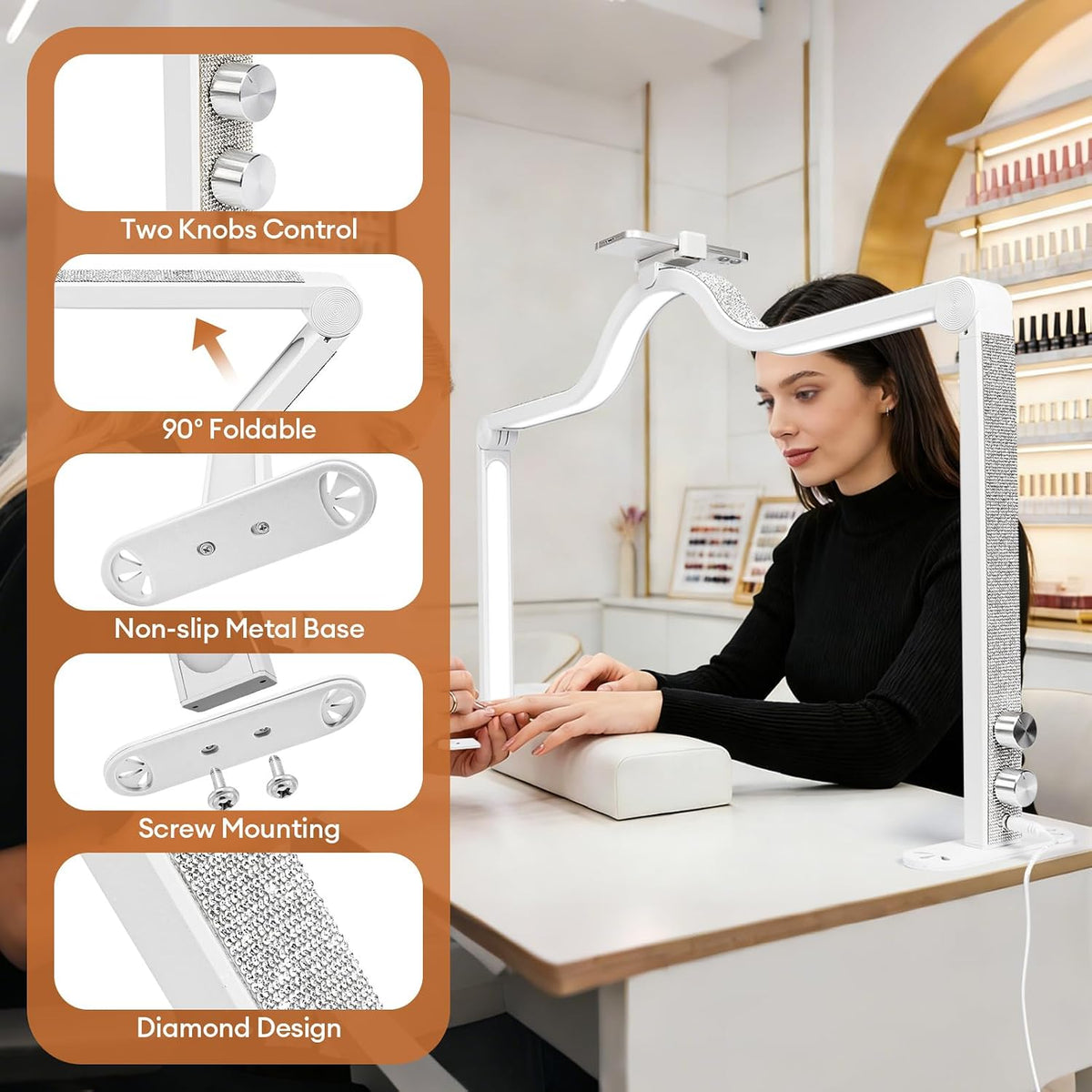 Arch Half Moon Light - Nail Lamp for Desk Foldable Nail Tech Light