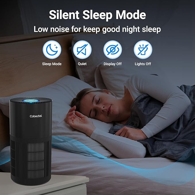 Air Purifiers for Home Large Rooms, Cobectal Air Cleaner with H14 True HEPA 3-in-1 Filter Covers up to 1650ft², Air Quality Sensor, Aroma Function & Sleep Mode, Pet Air Purifier, Black