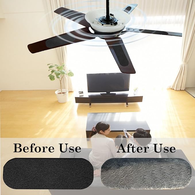15 Pcs Ceiling Fan Filters for Blades, Easy-Stick Activated Coconut Shell