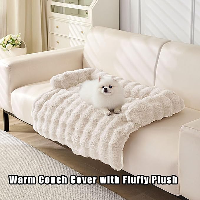 Dream Cloud Pet Sofa Bed, Dream Cloud Pet Sofa Bed Cover, Cozy Rabbit-Velvet Non-Slip Washable Fluffy Plush Pet Mat for Furniture Protection, Soft Couch Bed for Dogs & Cats (Gray, 80X80 CM)