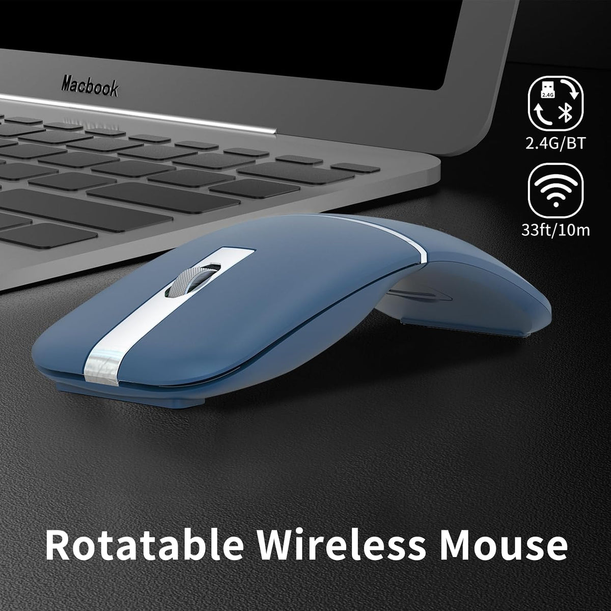 Bluetooth Arc Travel Mouse - BT & USB Wireless Dual Mode, Rechargeable