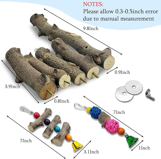 Hamiledyi Bird Perch Stand Toy Natural Wood Bird Perch Stand Birds Toy with Rotating Balls Toys for Parakeets Cockatiels Conures Budgies Finches Love Birds
