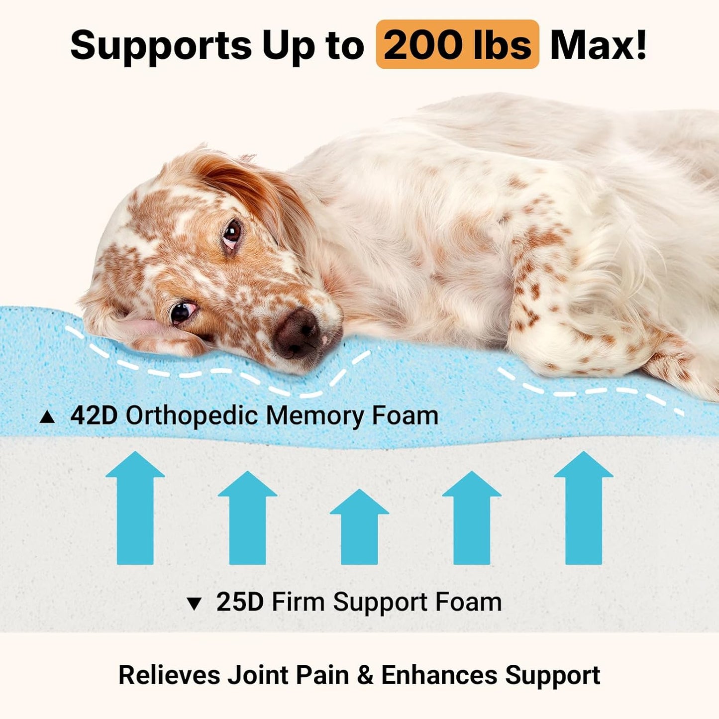Veehoo Orthopedic Memory Foam Dog Bed, 7 Inch Thick Extra Large XXL Dog Bed for Senior Dogs with Ultra-Soft Fluffy Surface, Waterproof Liner, Removable Washable Cover and Non-Slip Bottom, 52"x36"x7"