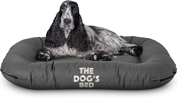 The Dog’s Bed Waterproof Dog Bed for Medium Dogs, Grey – Durable Washable Dog Bed for Indoor & Outdoor Use, Tough Oxford Fabric, Removable Cover, Crate Kennel Car Travel Bed