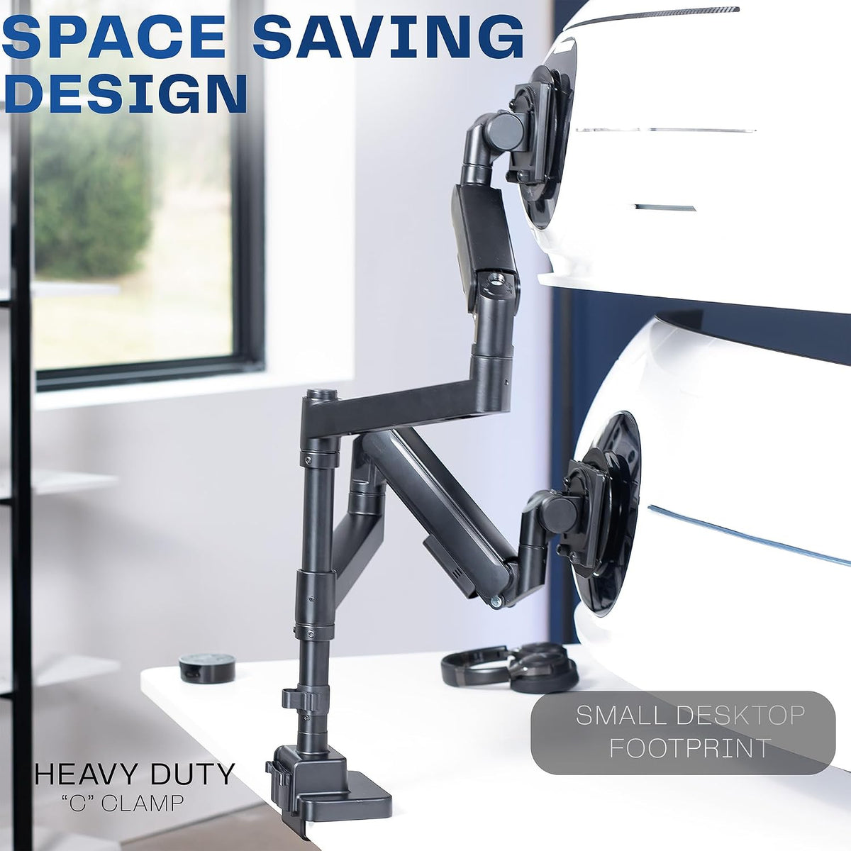 VIVO Black Dual Ultrawide Desk Mount, Up to 57 in Screens, STAND-GT57T2