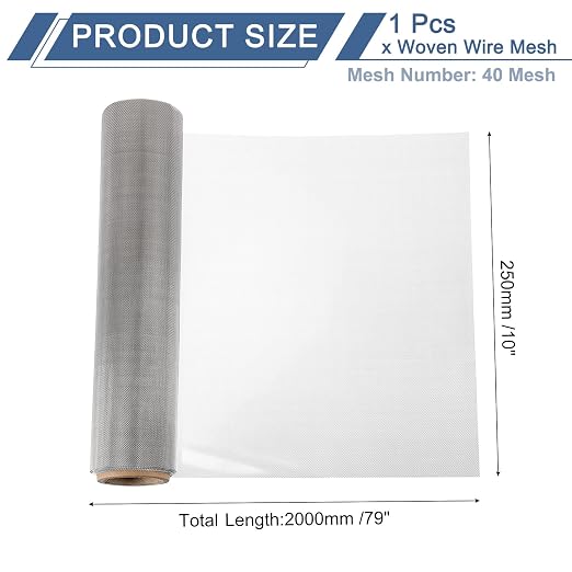 uxcell 40 Mesh 79" x 10" Woven Wire Mesh, 316 Stainless Steel Air Vent Filter