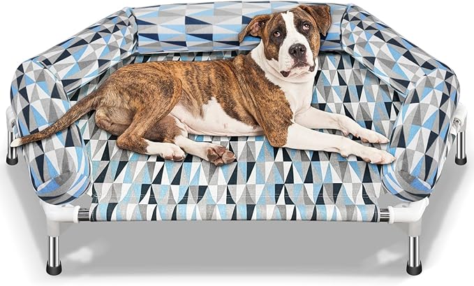 Orthopedic Dog Bed - Beds Bolster,Cooling Elevated Dog Beds with Metal Frame,Raised Dogs Bed,Easy to Assemble,Up to 50 lbs,Small (40" L x 24.5" W x 6.7" Th)