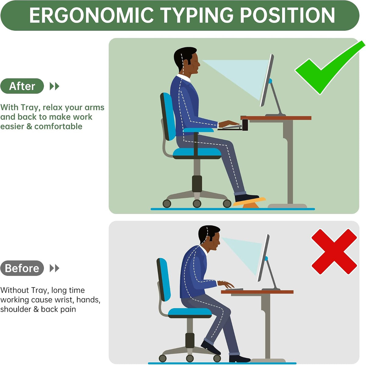 UPGRAVITY Extra Large Keyboard Tray Under Desk White