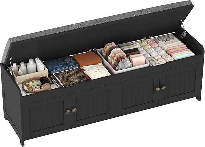 HOMEFORT 54.4" Shoe Bench with Lift Top Storage, Entryway Bench with Cushioned