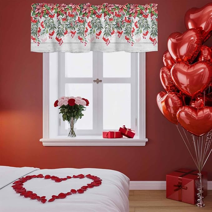 Poinsettia Berry Valance Curtains