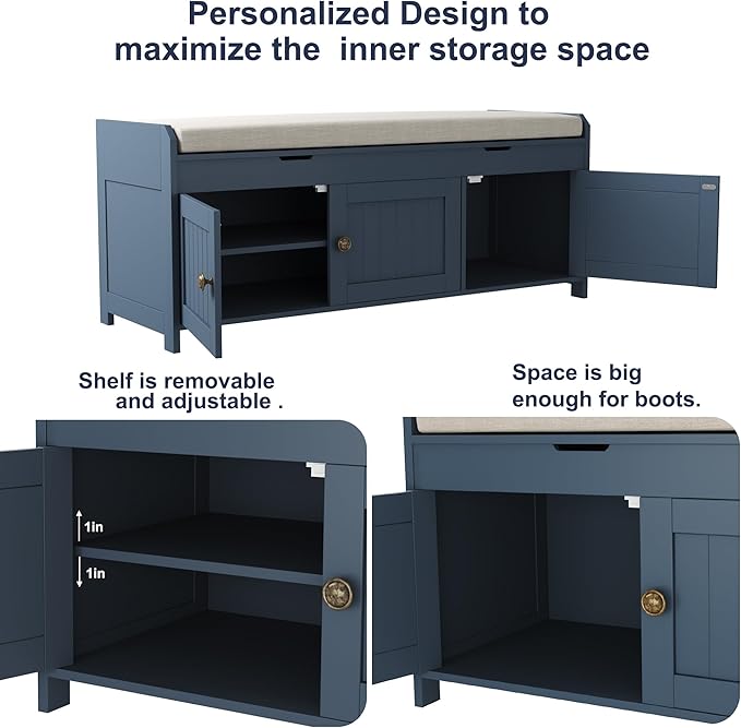 HOMEFORT 41.3" Shoe Bench with Lift Top Storage, Entryway Bench with Cushioned