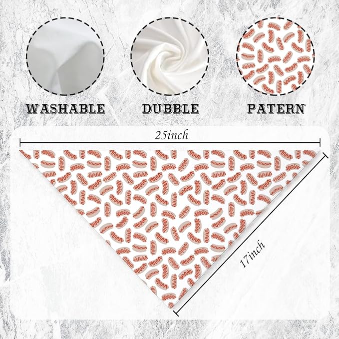 Hot Dog Print Dog Bandana, Funny Fast Food Themed Pet Scarf, Soft Adjustable Triangle Bandana for Dogs, Cute Food Pattern Dogs Accessory for Small Medium Pets