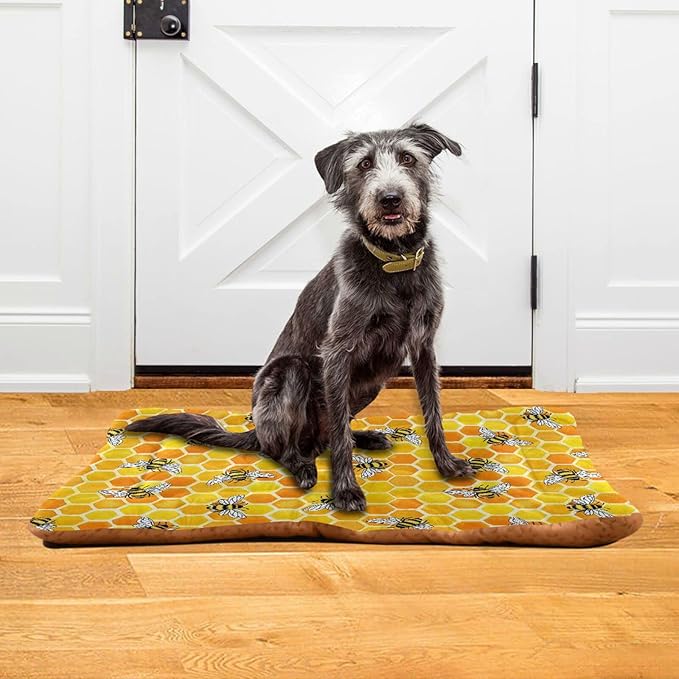 Pet Bed Honeycomb Bees Dog Bed Mat Absorbing Non Slip Pad Pet Sleeping Mat for Small, Medium, and Large Dogs Puppy Cat 36 in x 24 in
