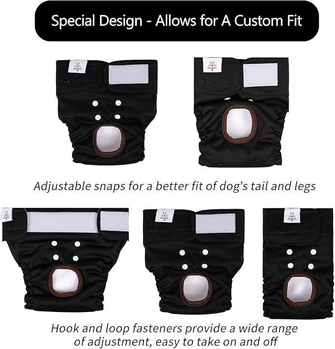 CuteBone Dog Diapers Female Washable Small Medium Large 3 Pack Reusable Doggie Diapers Puppy Period Pants for Doggy Heat Cycle Peeing