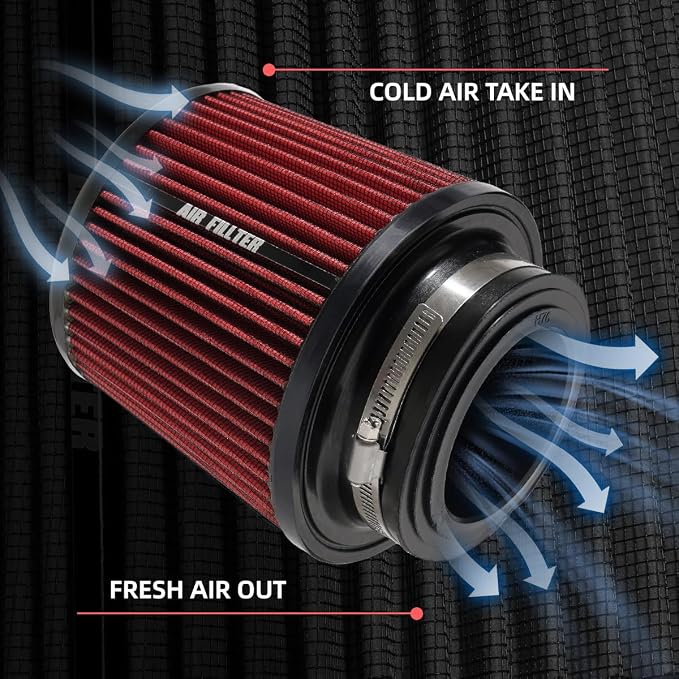 3" 3.5" 4" Inlet Car Replacement Cold Air Intake Filter 76mm 89mm 102mm 3 Sizes
