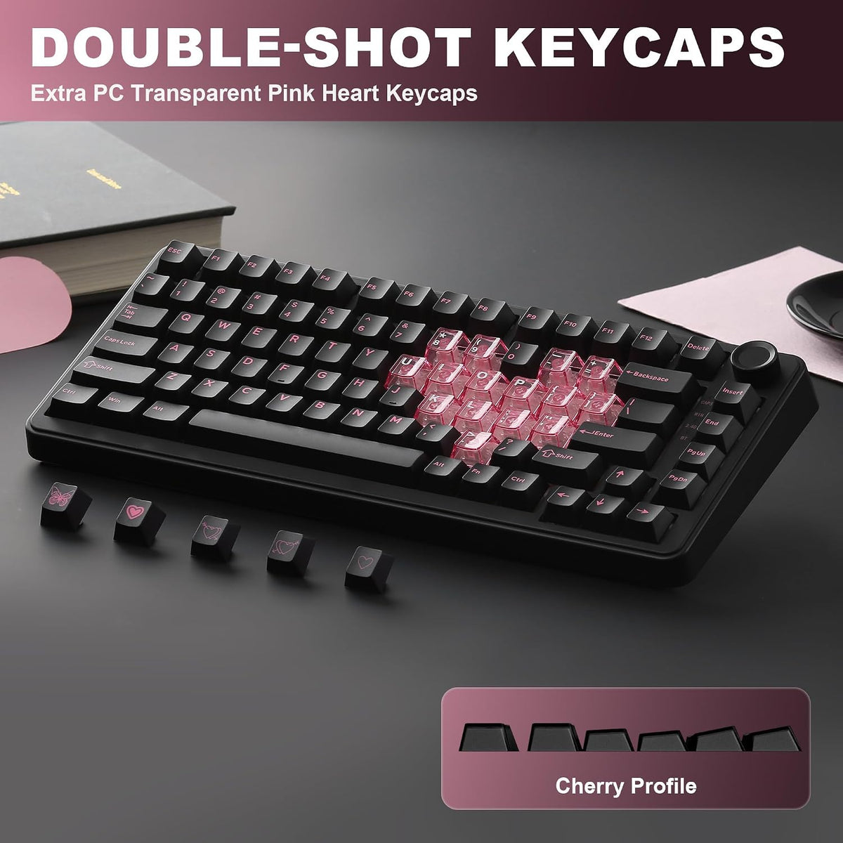 YUNZII B75 PRO 75% Wireless Mechanical Keyboard (Black Heart, MilkV2)