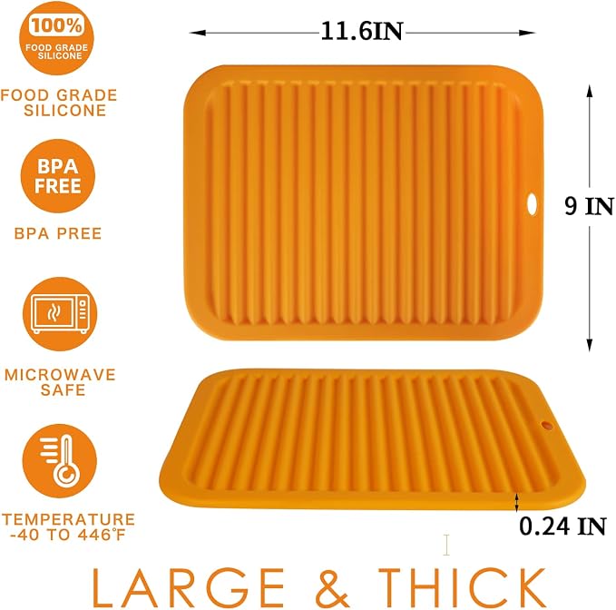Silicone Trivets for Hot Pots and Pans, 9 * 12" Orange Silicone Hot Pads Pot