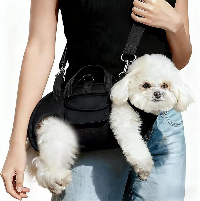Portable Small Dog & Cat Pet Carrier Sling & Backpack for Small Dogs & Cats & Puppy, Dog & Pet Purse Bag Carrier Sling for Small Dogs with Dog Traction Leash, Crossbody Sling Carriers (Beige L)