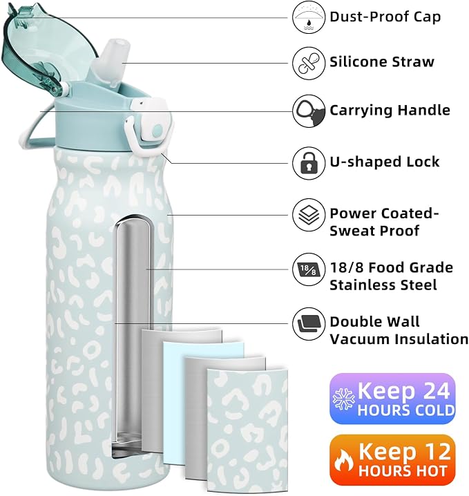 BJPKPK 25 oz Insulated Water Bottle, Stainless Steel Flask | Leak Proof Locking