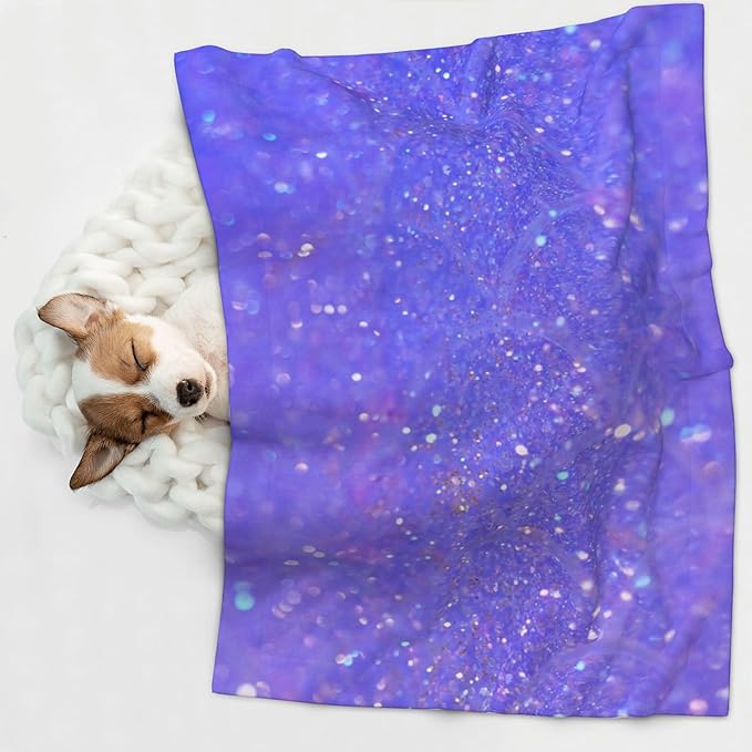 Waterproof Dog Blanket Soft Pet Blanket for Puppy Cat, Fleece Cat Throw Blankets for Furniture Bed Couch Sofa Reversible - Purple Glitter 2