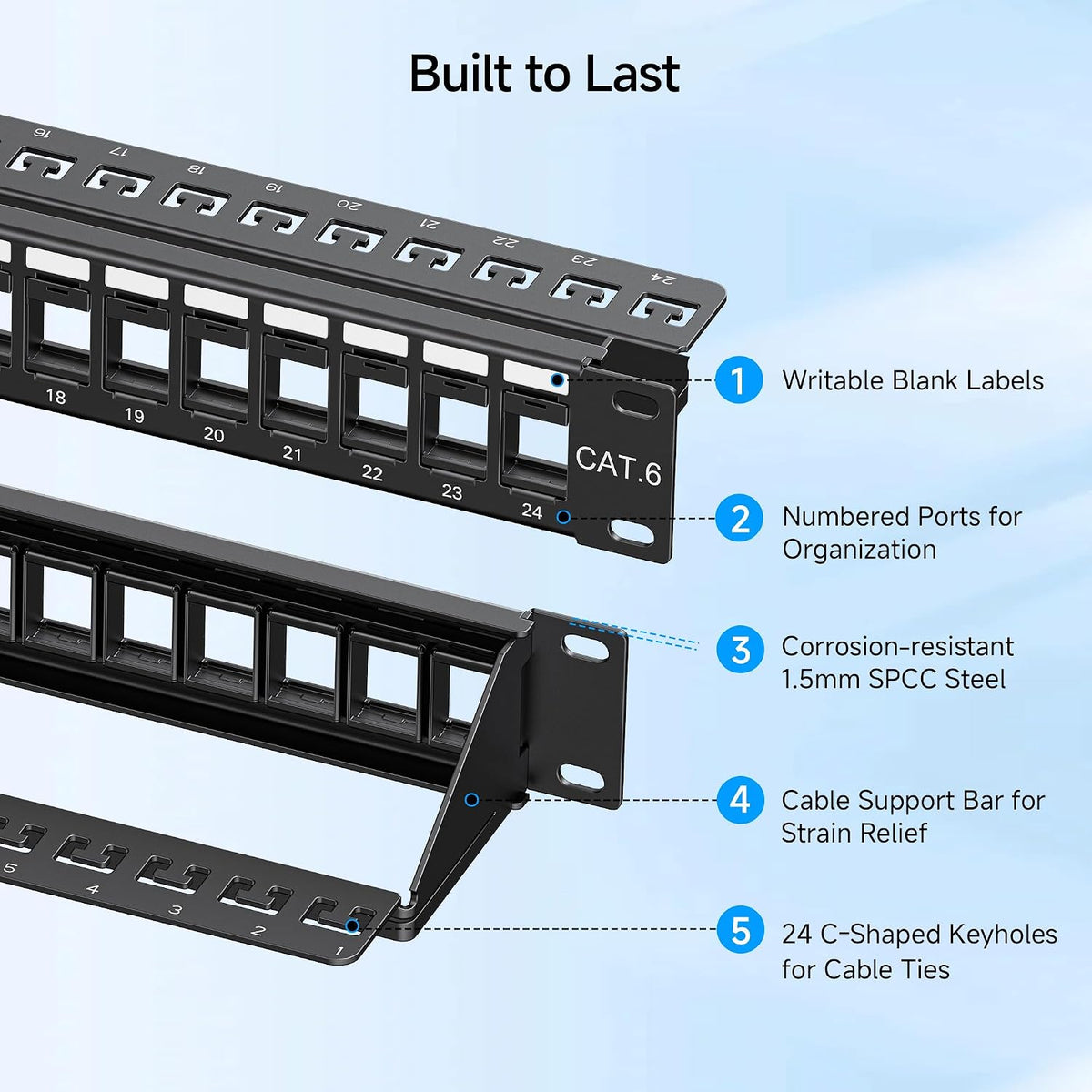 Cable Matters 1U 24 Port Keystone Patch Panel with Cable Management