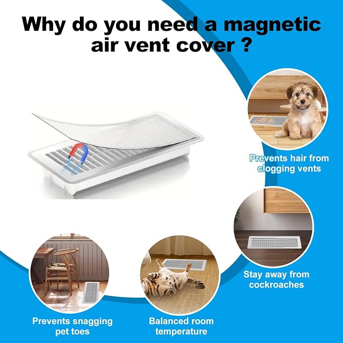 4 PCS White Magnetic Vent Covers -5"x11" Magnetic Air Vent Screen