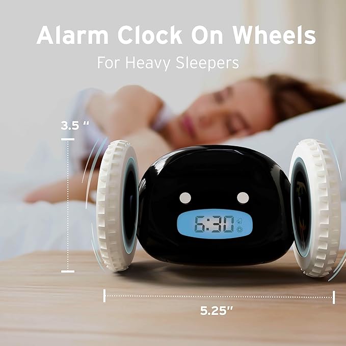 CLOCKY Extra Loud Alarm Clock for Heavy Sleepers on Wheels Rolls Runs Away