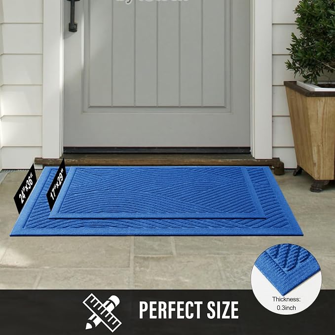 HIYARD Sturdy Front Door Mat, Absorbent Muddy Dirt Resist Welcome Door Mats