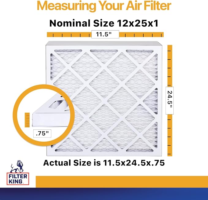 Filter King 12x25x1 Air Filter | 4-PACK | MERV 13 HVAC Pleated A/C Furnace