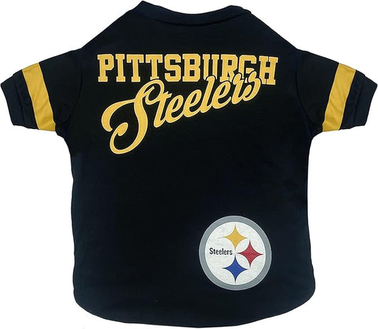 Pets First NFL Pittsburgh Steelers T-Shirt for Dogs & Cats, Small. Football Dog Shirt Team Fans. New Updated Fashionable Stripe Design, Durable Cute Sports PET TEE Outfit (PIT-4146-SM)