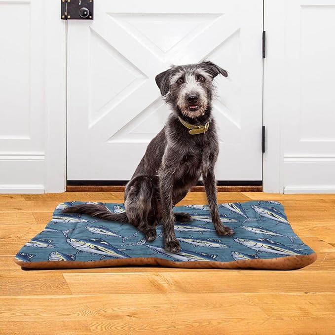 Pet Bed Marine Tuna Fish Dog Bed Mat Absorbing Non Slip Pad Pet Sleeping Mat for Small, Medium, and Large Dogs Puppy Cat 36 in x 24 in