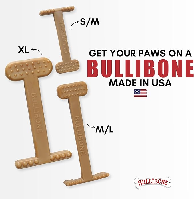Bullibone Nylon Dog Chew Toy for Aggressive Chewers - Dental Hygiene Bone with Beef Flavor, Durable Tough Chew Toys for Extra Large Dogs, Indestructible Dog Bone - 2 Pack