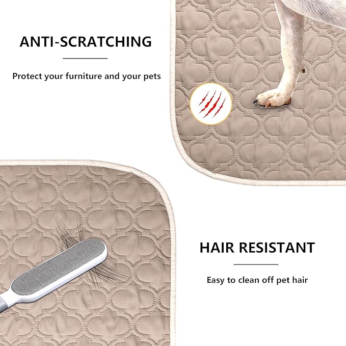Waterproof Couch Cover for Dogs Washable, Reversible Dog Bed Blanket Pet Sofa Furniture Protector(52x82 Inch, Cream+Khaki)