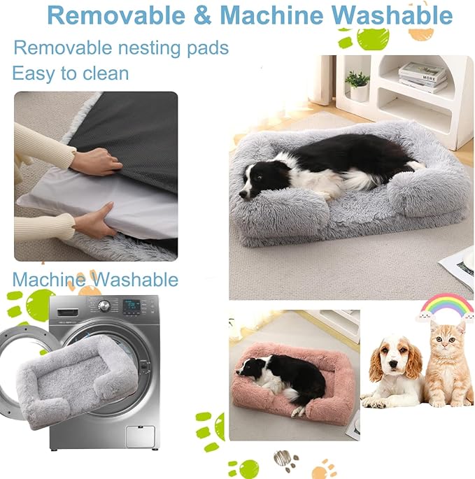 Dog Beds Large Sized dog Orthopedic, Sofa Dog Bed with Waterproof Lining and Nonskid Bottom, Rectangle Washable Dog Bed for Medium Small Dogs and Cats Comfortable ( Color : Gray1 , Size : 23 x 18" )
