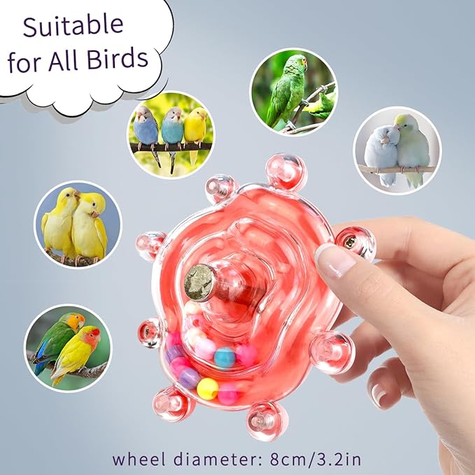 Parakeet Toys, Small Parrot Rotating Interactive Training Toys, Parrot Cage Bird Toy Accessories, Budgies, Cockatiels, Lorikeets, Love Birds, Parakeet Educational Interactive Supplies (Yellow)