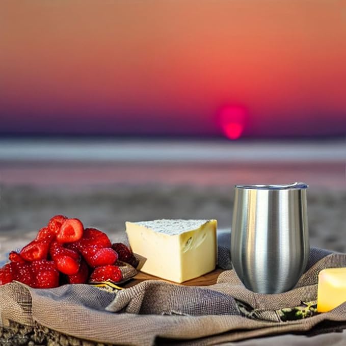 CHILLOUT LIFE 12 oz Stainless Steel Wine Tumblers 2 Pack