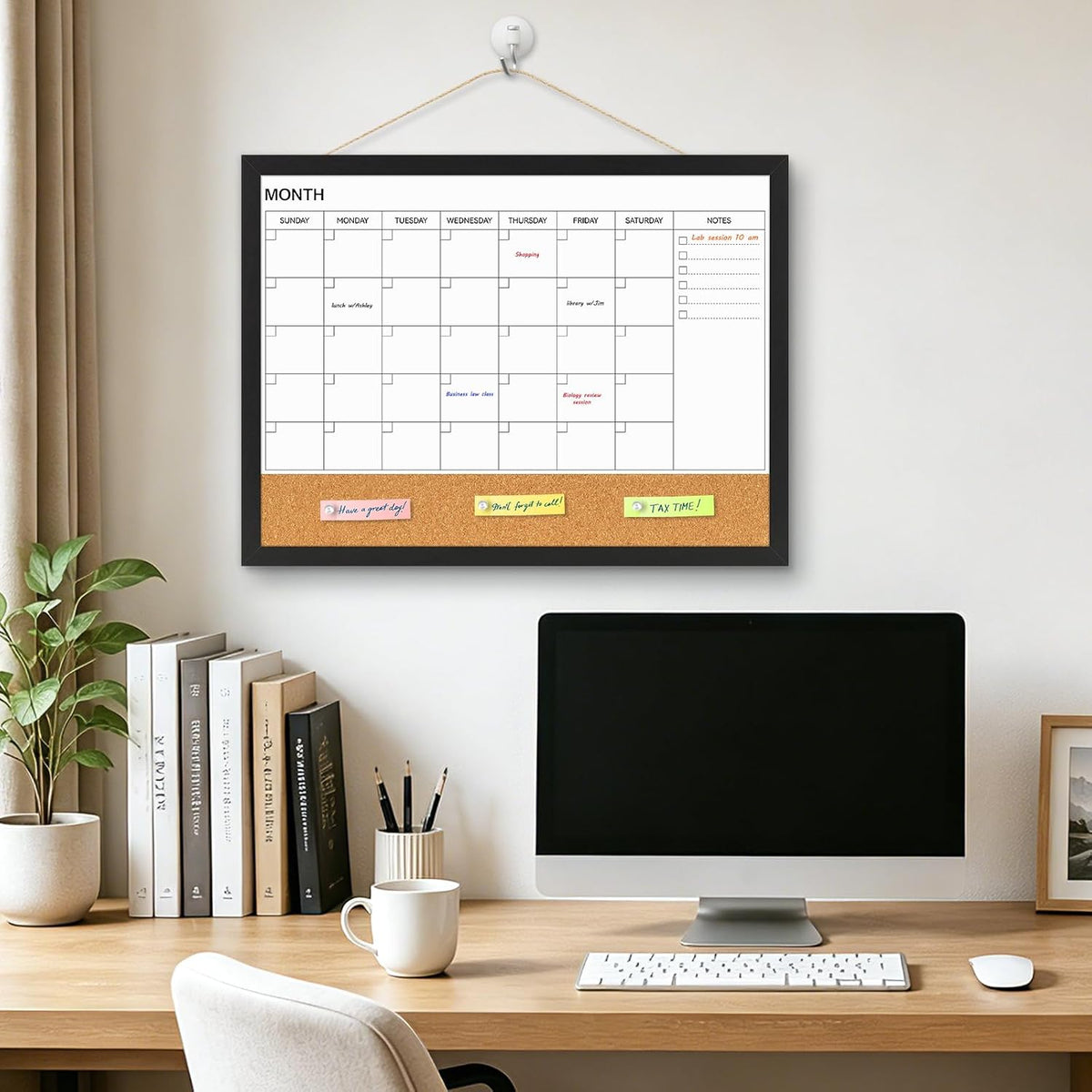 Dry Erase Calendar Whiteboard for Wall, 24'' x 18'' White Board Calendar