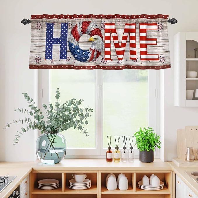 4th of July Kitchen Curtains Set 3 Piece