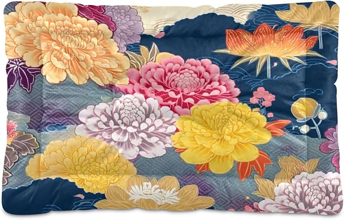 Pet Bed Flower Floral Dog Bed Mat Absorbing Non Slip Pad Pet Sleeping Mat for Small, Medium, and Large Dogs Puppy Cat 36 in x 24 in